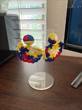 Handmade Multicolor Crochet Earrings - Yellow, Blue & Red